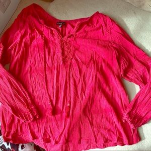 Red Boho Cotton Shirt
